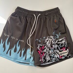 Bystanders Graphic Mesh Shorts Streetwear Flames “Your Soul Is Mine” Size XL